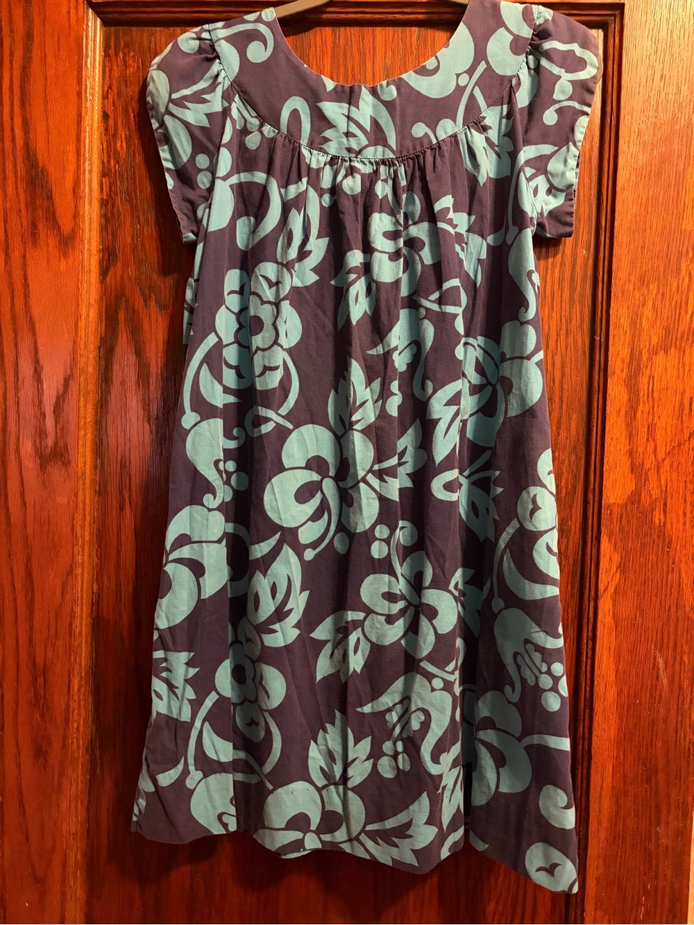 Vintage Sears Navy and Teal Tropical Swing Dress